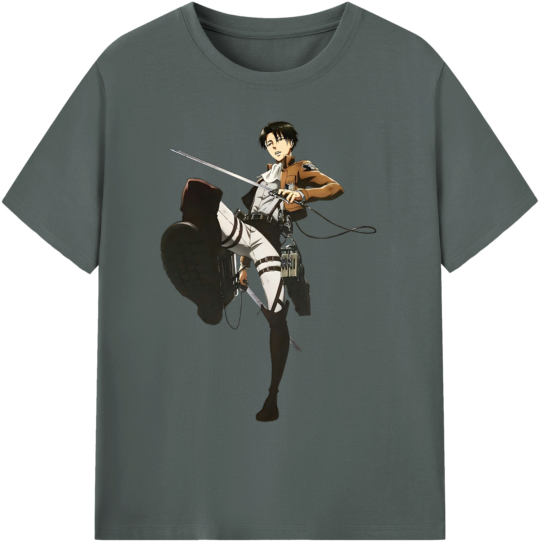 （画像用） 進撃の巨人 リヴァイ·アッカーマン Attack on Titan Levi Ackerman 綿100％ メンズ半袖Tシャツ｜肌触りやわらか＆通気性